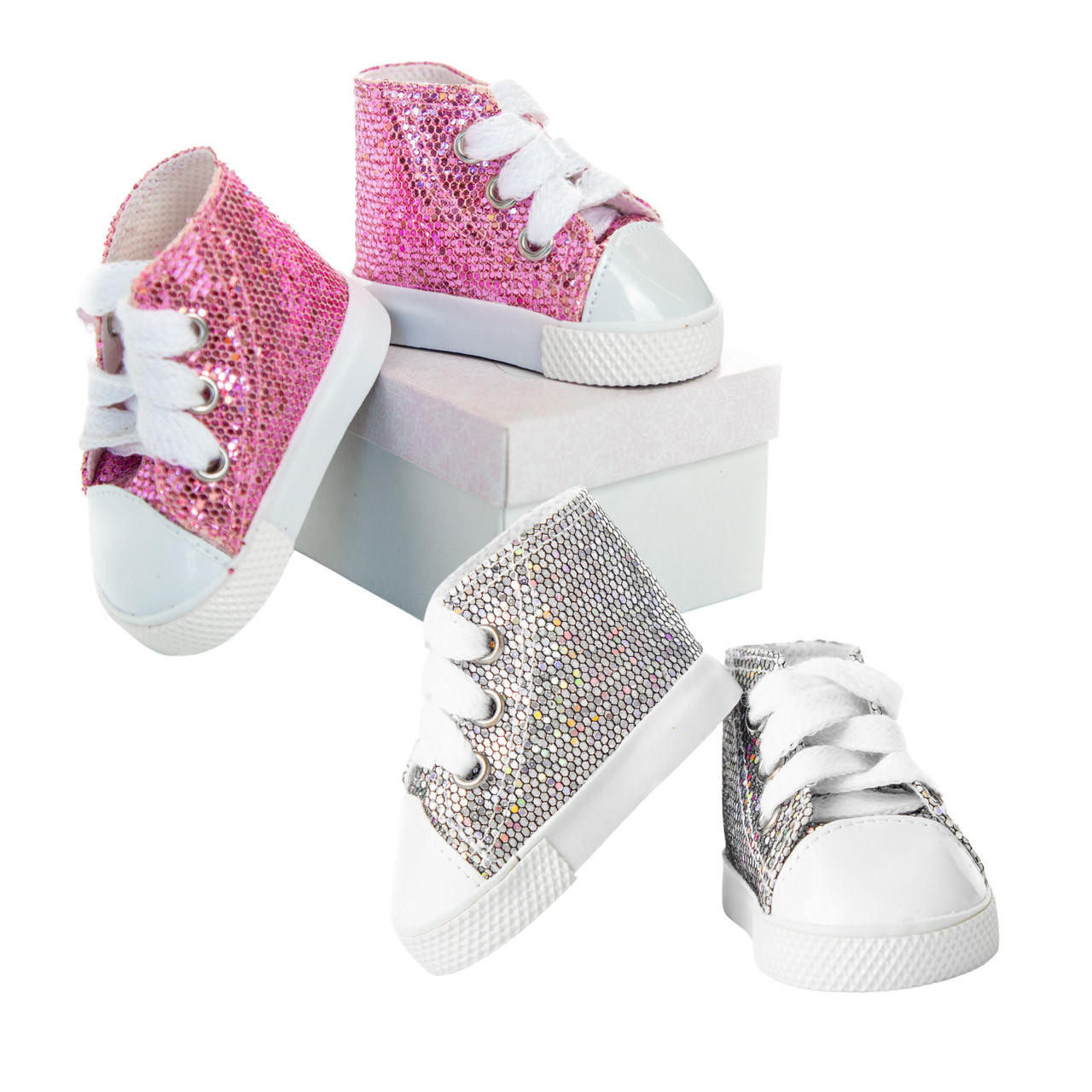 White Glitter Sneakers · Filly Flair