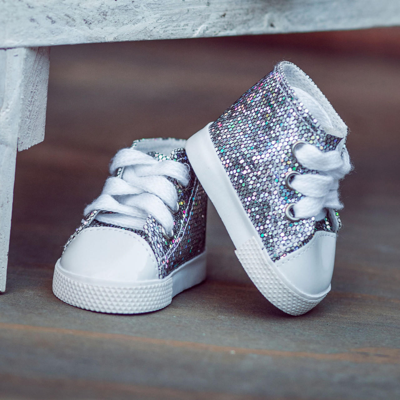 Set of 2 Pair of Glitter Sneaker Shoes for 18 Dolls