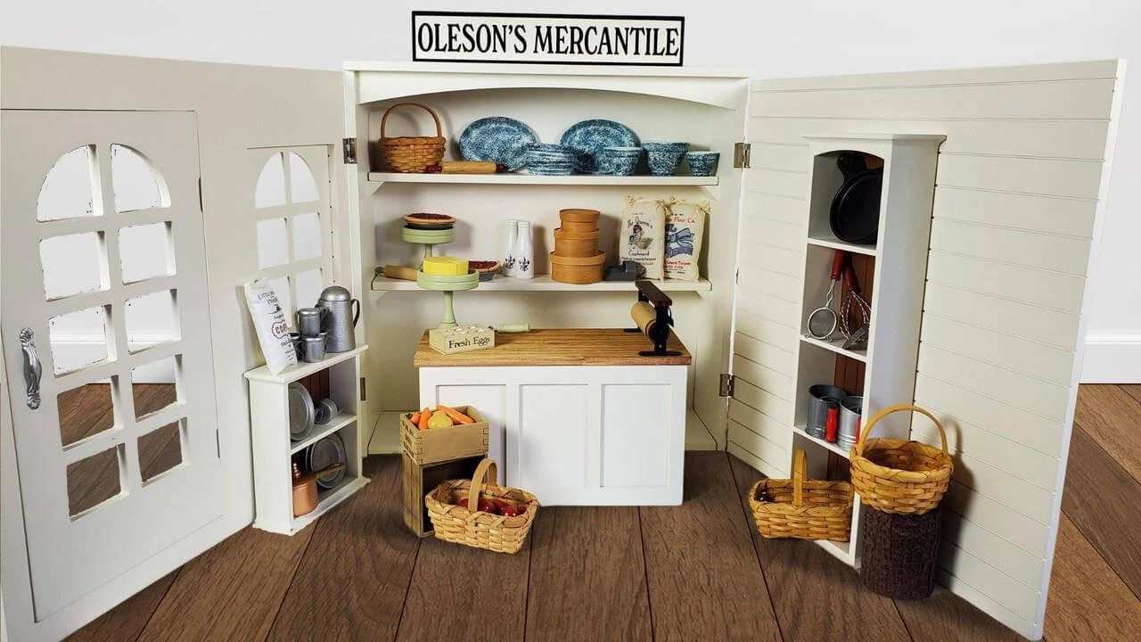 18 inch doll furniture Little House on the Prairie holds 18 inch doll accessories