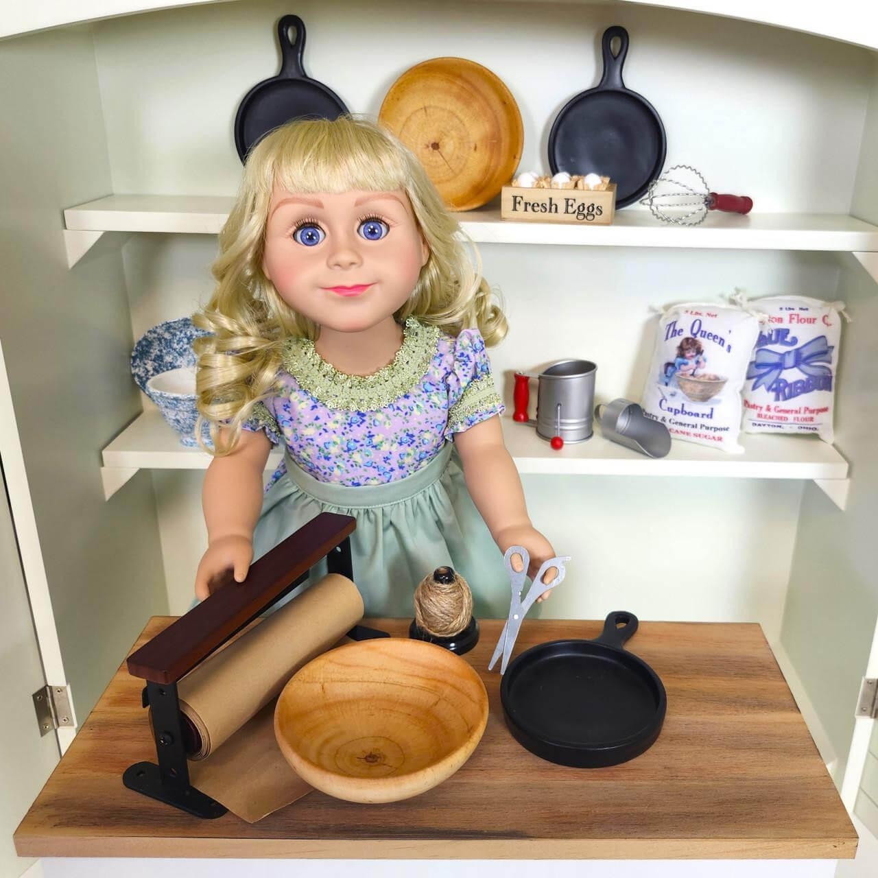 Frying pans are the perfect 18" doll accessory to help create a complete Oleson mercantile.