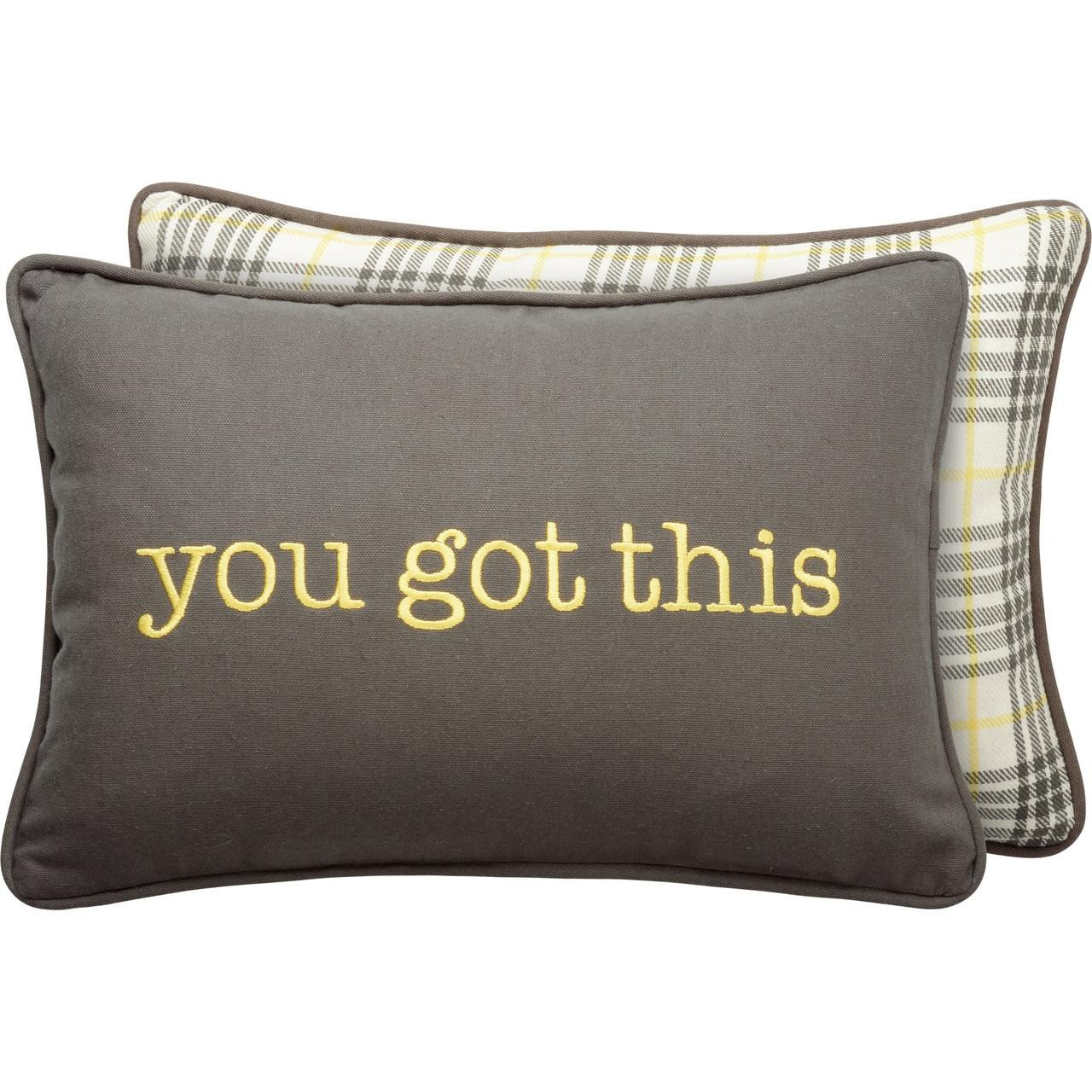 "You Got This" Plaid Embroidered Pillow