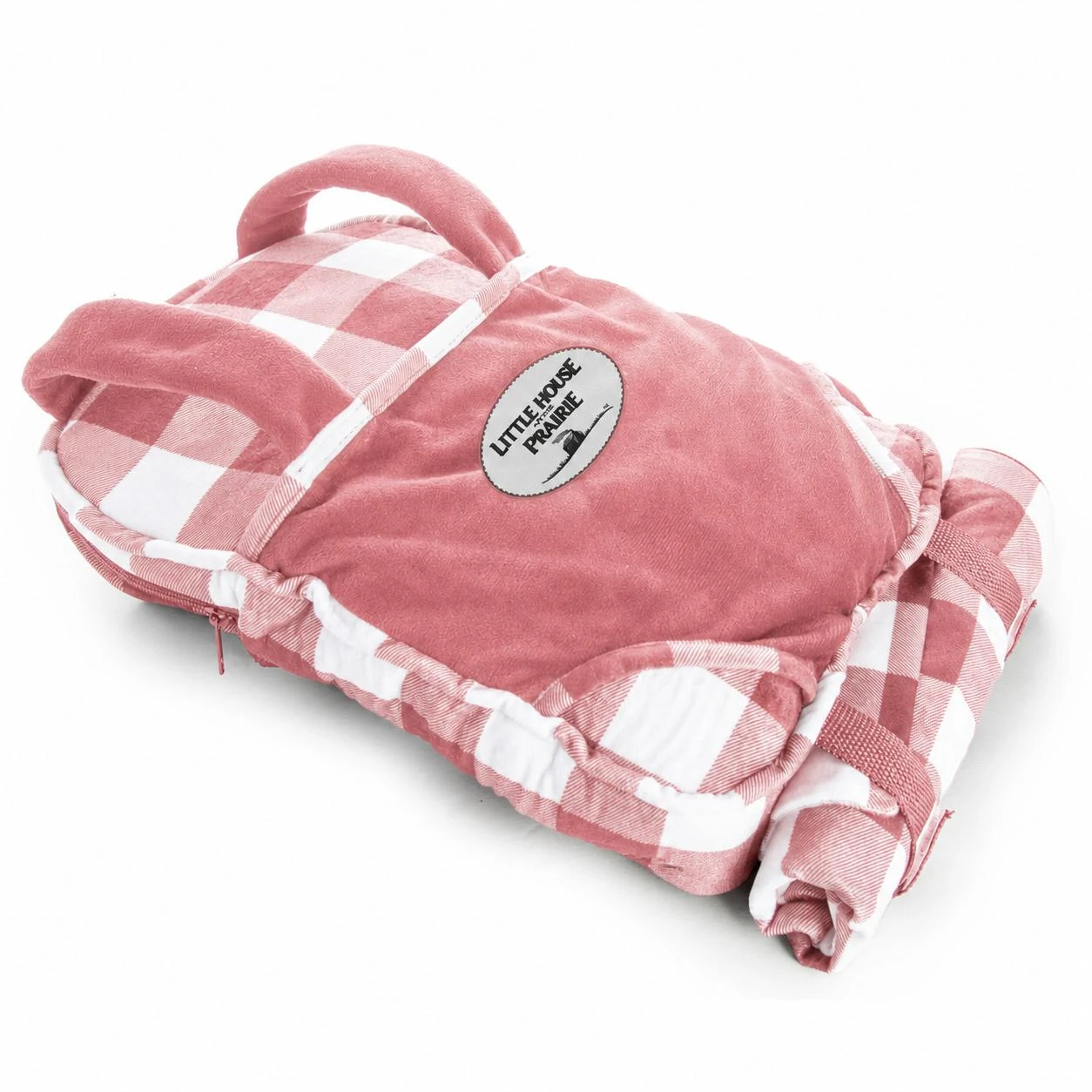 PRE ORDER NOW! Little House on the Prairie® 18 In Doll Carrier Sleep Bag, Pink Chk