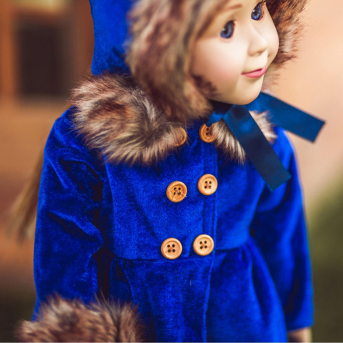 18 In Doll Clothes Velvet Fur Trim Coat