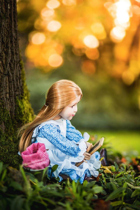 Our Mary Ingalls 18 inch doll sits with the tin pail next to her