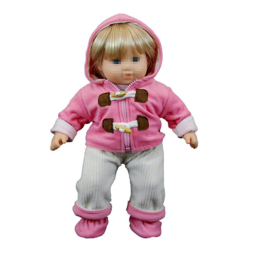Pink & Cream Bitty Overalls Set comes with overalls, t-shirt and matching jacket and booties. Perfect fit for 15" Bitty Baby dolls. Pink & Cream Bitty Overalls Set comes with overalls, t-shirt and matching jacket and booties. Perfect fit for 15" Bitty Baby dolls.