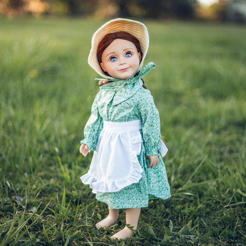The Queen's Treasures Green Calico Prairie Dress, Apron, and Bonnet, Clothes for 18 Inch Dolls The Queen's Treasures Green Calico Prairie Dress, Apron, and Bonnet, Clothes for 18 Inch Dolls
