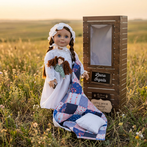 The Queen's Treasures Little House on The Prairie Laura Ingalls 18 Inch Doll standing in a field