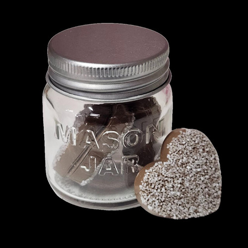 18 inch doll sized mason  glass jar filled with heart shaped molasses cookies sized for American Girl Dolls