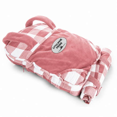 PRE ORDER NOW! Little House on the Prairie® 18 In Doll Carrier Sleep Bag, Pink Chk