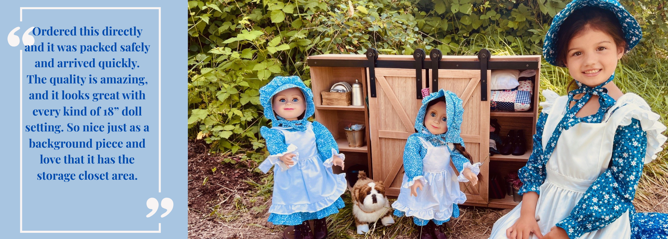 Review from a walmart customer for  our AGCBSD dress confirming it is well made and fits American Girl Dolls.