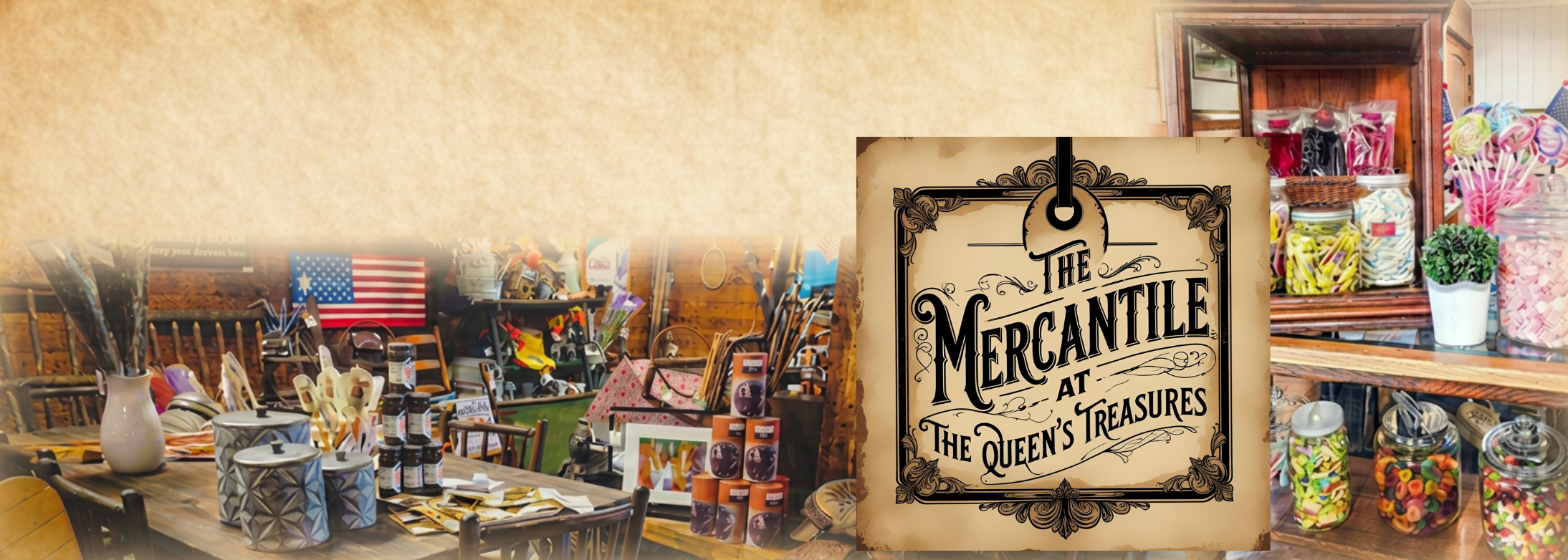 The Mercantile at The Queen's Treasures — antiques, home decor and candy in the Historic Ticonderoga boutique