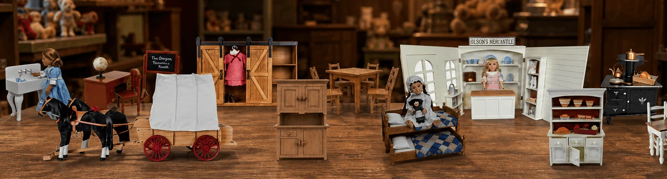 Image of doll furniture in a antique toy store