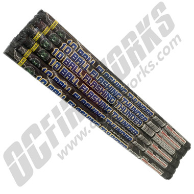Cheap Fireworks Online | 10 Ball Flashing Thunder Roman Candle 6pk