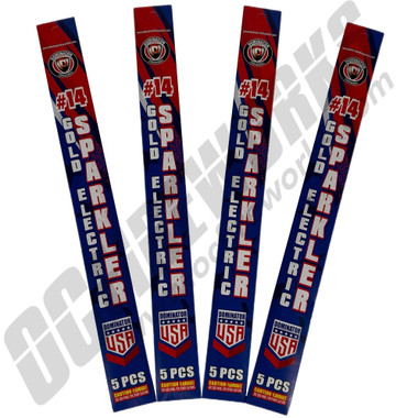 14 Inch USA Gold Electric Wire Sparklers 20pk