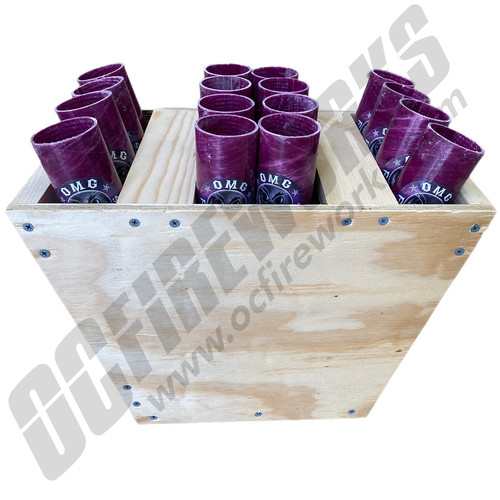 Purple fiberglass mortar tube Racks from OMG Fireworks, The highest quality and best looking racks on the market!