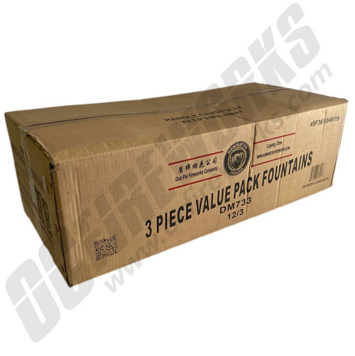 Wholesale Fireworks Mega Fountain 3pk Assortment Case 12/3 Wholesale Fireworks Mega Fountain 3pk Assortment Case 12/3