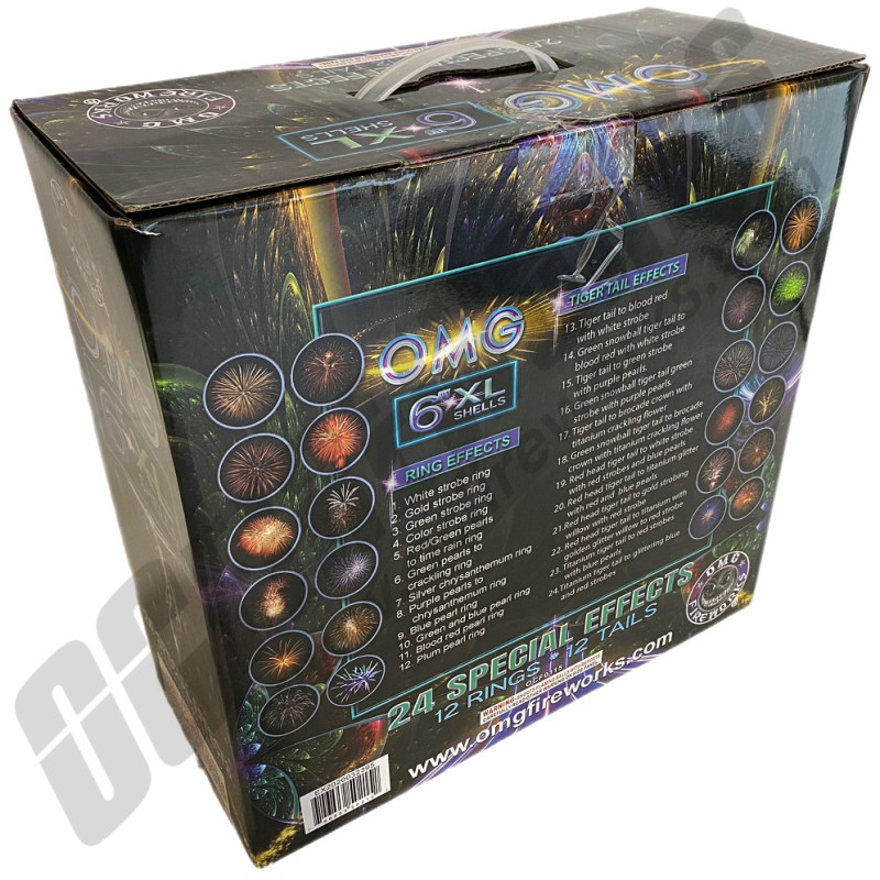 OMG 6 Inch XL Special Effects Canister Shells 24ct by OMG Fireworks with List of Effects