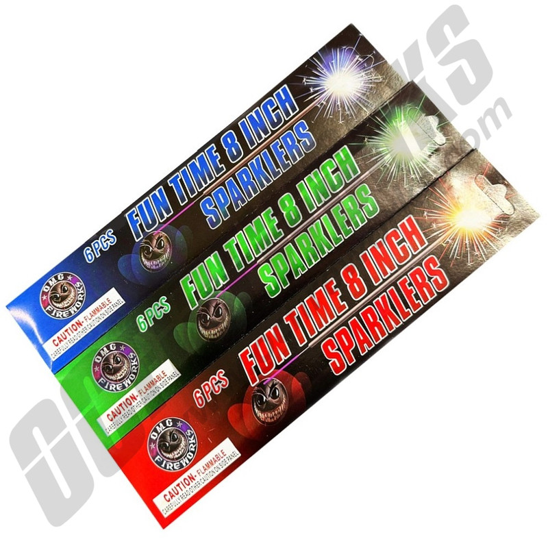 Buy Fireworks Online | OMG Fun Time 8 Inch Bamboo Color Sparklers