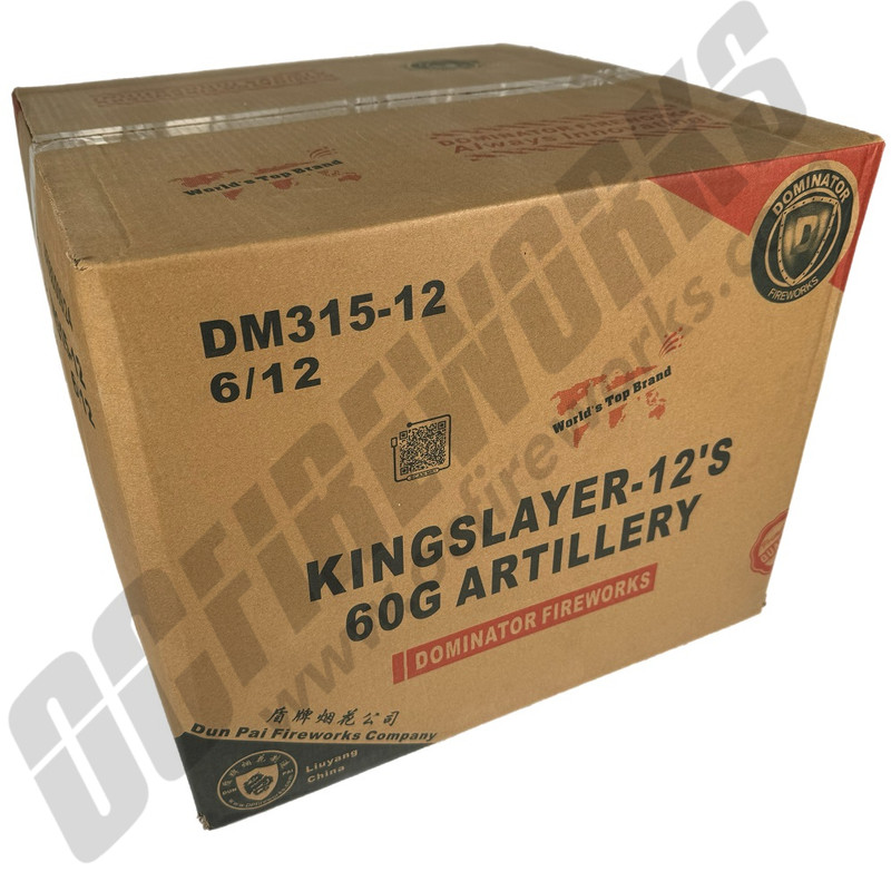 Wholesale Fireworks Kingslayer 60g Canister Artillery Shells Case 6/12 Wholesale Fireworks Kingslayer 60g Canister Artillery Shells Case 6/12