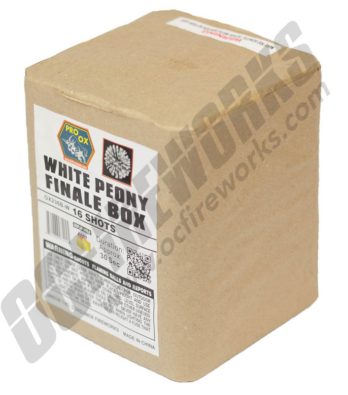 Pro Ox White Peony Finale Box Buy fireworks online at OCFireworks.com