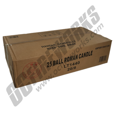 Wholesale Fireworks 25 Ball Roman Candle Case 20/8