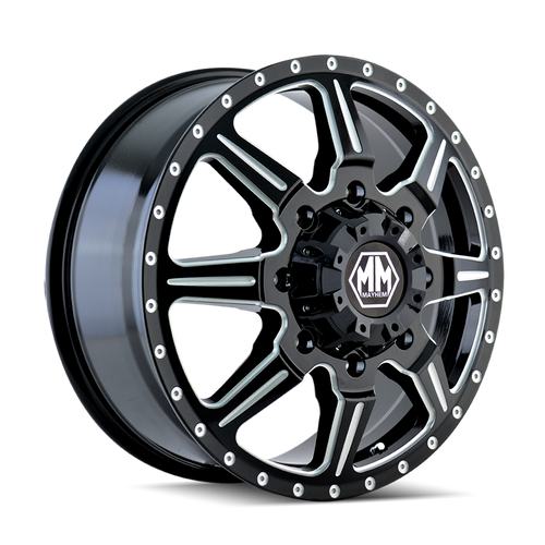 MAYHEM MONSTIR 8101 FRONT BLACK/MILLED SPOKES 22X8.25 8-200 127MM 142MM 8101-22877MF