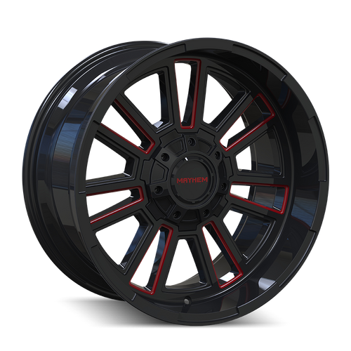 MAYHEM APOLLO 8115 GLOSS BLACK/PRISM RED MILLED 20X10 6-135/6-139.7 -19MM 106MM 8115-2137BTR