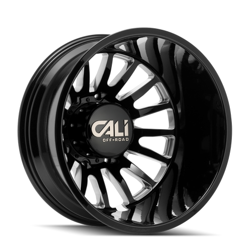 CALI OFF-ROAD SUMMIT DUALLY REAR 9110 GLOSS BLACK/MILLED SPOKES 20X8.25 8-165 -192MM 121.3MM 9110D-2881BMR192