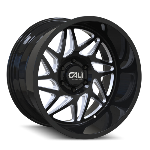 CALI OFF-ROAD GEMINI 9112 GLOSS BLACK/MILLED SPOKES 22X12 8-170 -51MM 125.2MM 9112-22270BM