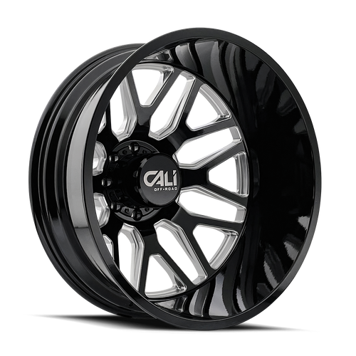 CALI OFF-ROAD-OFFROAD INVADER DUALLY 9115D GLOSS BLACK/MILLED SPOKES 22X8.25 8-210 -232MM 154.2MM 9115D-22879BMR232