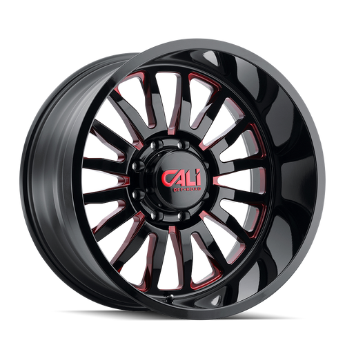 CALI OFF-ROAD SUMMIT 9110 GLOSS BLACK/RED MILLED SPOKES 24X14 8-180 -76MM 124.1MM 9110-24478BTR