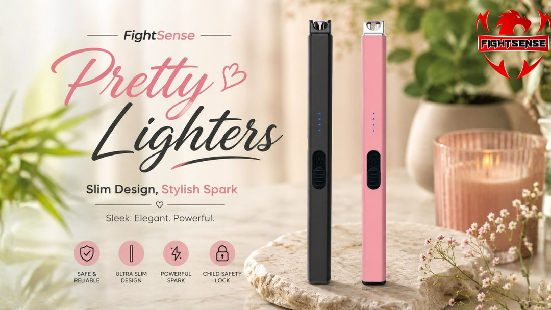 FightSense Pretty Lighters Slim Spark 2026 | Rechargeable Design