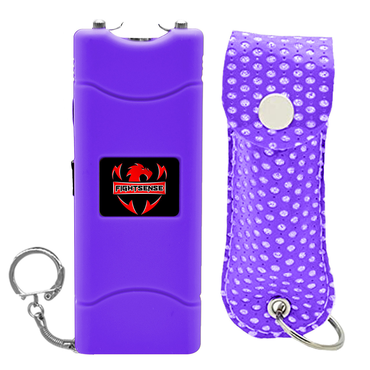 FIGHTSENSE Mini Stun Gun Keychain & Pepper Spray Combo Pack for