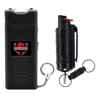 FIGHTSENSE Protection Pack: LED Stun Gun + Compact Pepper Spray