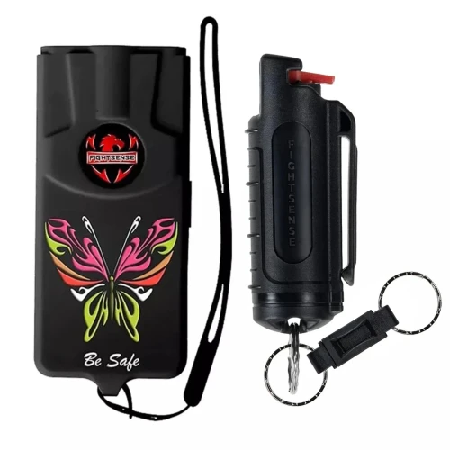 FightSense Self Safety Weapons Combo with Mini Stun Gun and Pepper Spray