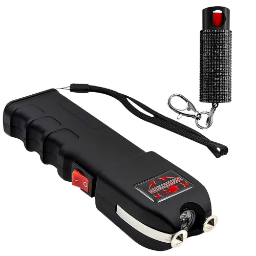 Black stun gun and pepper spray combo