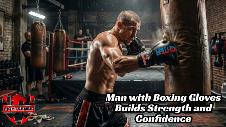 Man with Boxing Gloves Builds Strength and Confidence