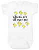 Chicks baby Bodysuit, chicks are all over me baby onsie, cute and funny baby shower gift