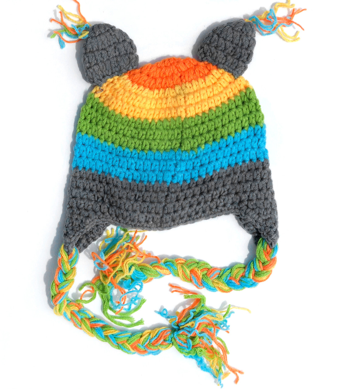 Crochet Rainbow Owl Winter Hat for 