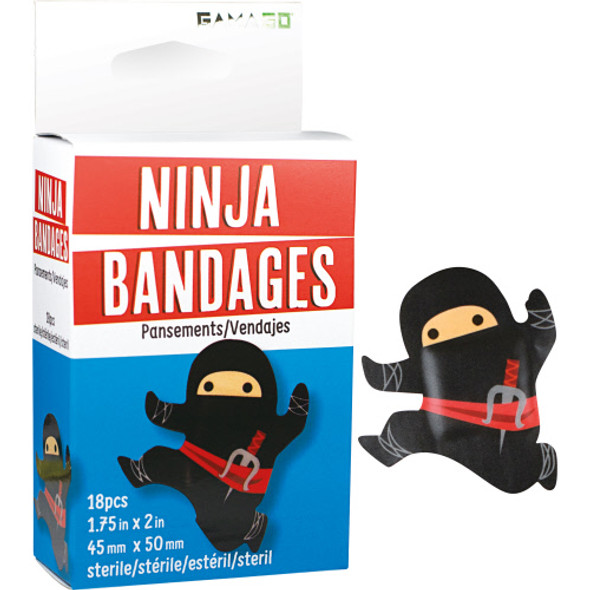 Ninja bandages, cute bandaids for kids, cool kids bandages, stickers for cool kids, ninja themed gift for kids, fun gift for kids who love kung fu, bandaids for little boys and girls, Character bandages, black ninja bandages, 18 in box