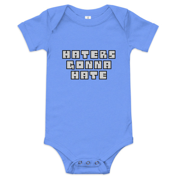 Baby Bodysuit, Haters Gonna Hate, Blue, Funny Baby Outfit, Playful Baby Clothing Baby Bodysuit, Haters Gonna Hate, Blue, Funny Baby Outfit, Playful Baby Clothing