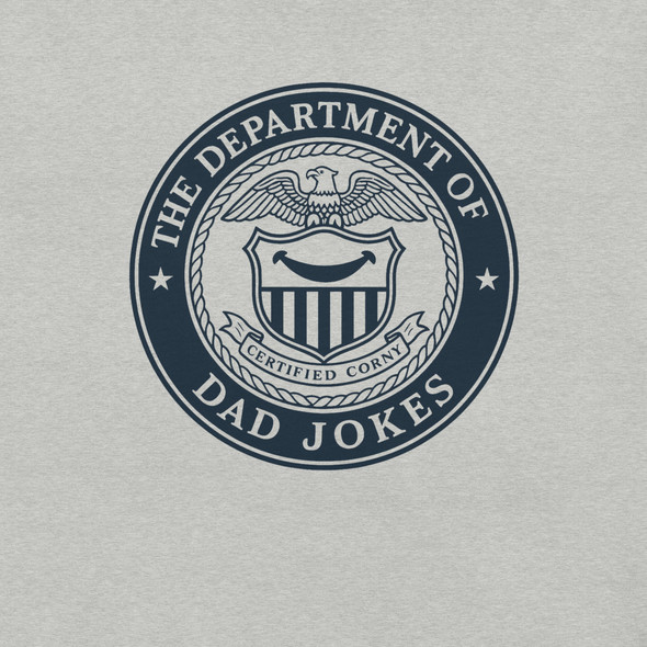 Department of Dad Jokes shirt with official seal design - athletic heather
