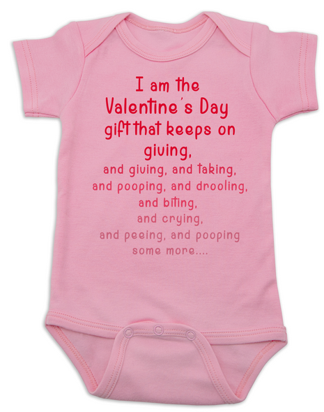 Valentine's Gift that keeps on giving Baby Bodysuit, Funny valentines day Bodysuit