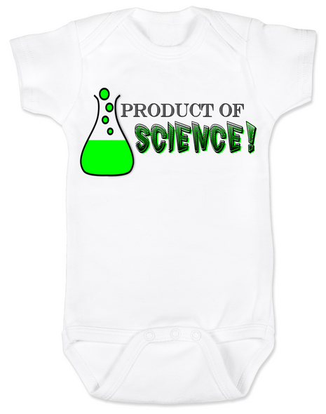 Product of Science baby Bodysuit, test tube baby, fertility treatments, in vitro fertilization, artificial insemination, funny infertility baby Bodysuit, geeky fertility onsie