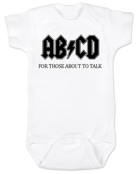 Ready to Rock Baby Gift Set, Rock and roll baby shower gift, ABCD baby Bodysuit, for those about to talk, ACDC baby Bodysuit