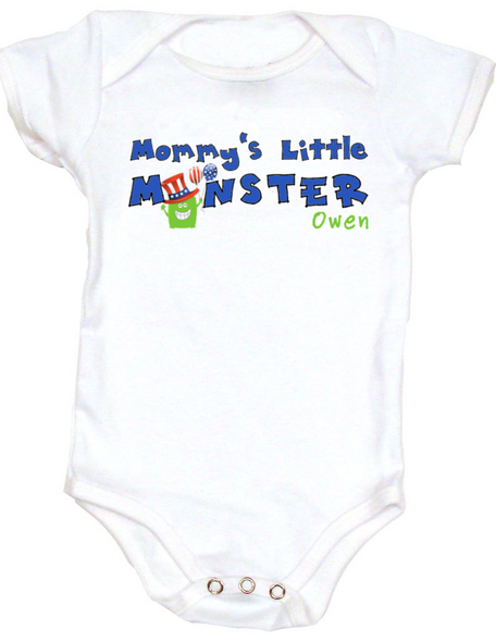 Mommy's Little Monster Personalized 4th of July Baby Bodysuit