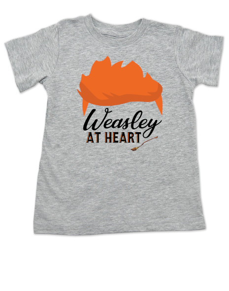 Weasley at heart, Harry potter kid, Wizarding world toddler shirt, Weasley toddler shirt, harry potter toddler shirt, red head weasley kid, wizard kid, ron weasley shirt, weasley brothers shirt, harry potter gift, grey
