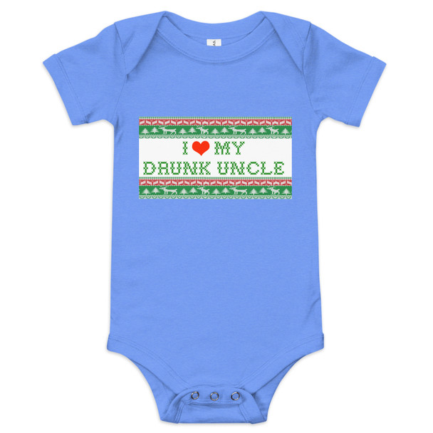 Baby Bodysuit, I Love My Drunk Uncle, Blue, Funny Baby Outfit, Holiday Baby Clothing