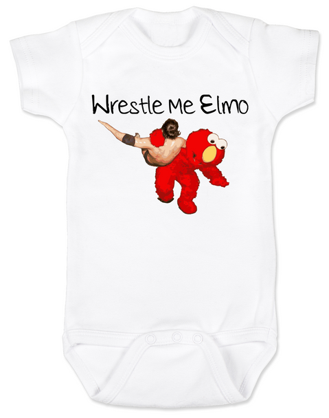 Wrestle Me Elmo baby Bodysuit, Elmo wrestling, Funny Sesame Street