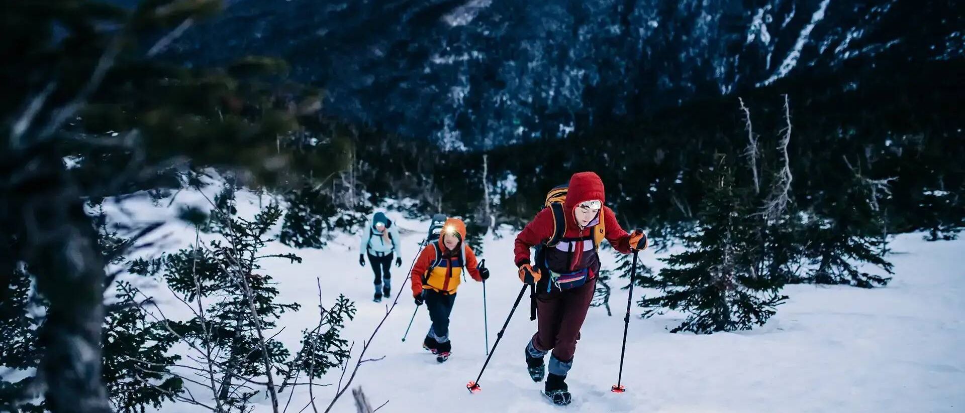 people hiking in show